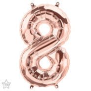 16" Balloon Number 8 - Rose Gold - Premium Party Distribution