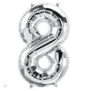 16" Balloon Number 8 - Silver - Premium Party Distribution