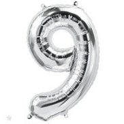 16" Balloon Number 9 - Silver - Premium Party Distribution
