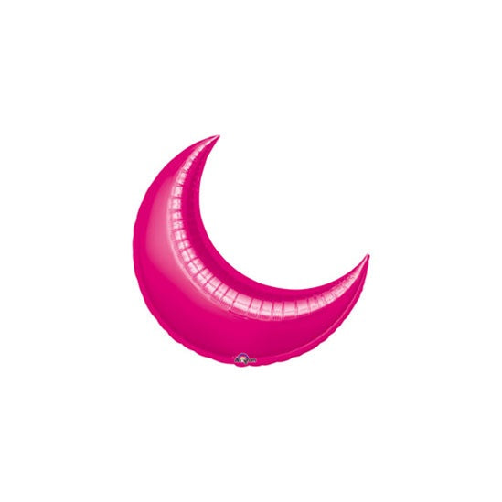 17in FUCHSIA CRESCENT Foil Balloon - Package of 5 Air Fill ONLY - Valved