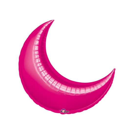 26in FUCHSIA CRESCENT Foil Balloon - Package of 3 Helium or Air Fill - Valved