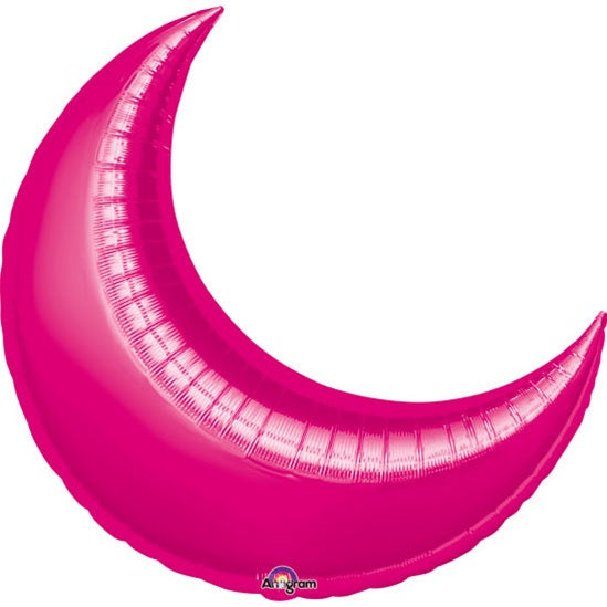 35in FUCHSIA CRESCENT Foil Balloon - Package of 3