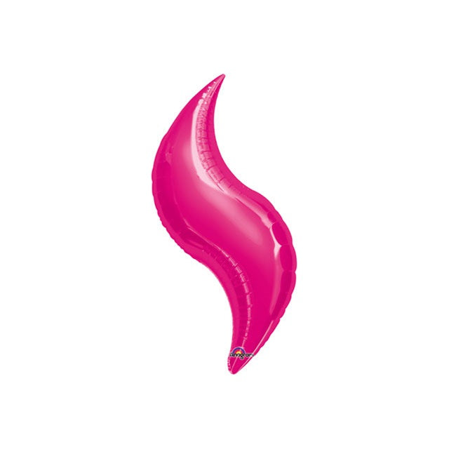 28in FUCHSIA CURVE Foil Balloon - Package of 3 Air Fill - Valved