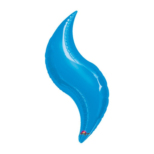 36in BLUE CURVE Foil Balloon - Package of 3 Helium or Air Fill - Valved