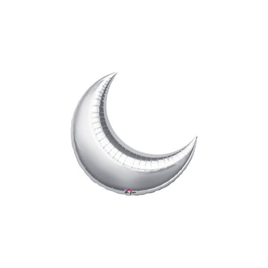 17in SILVER CRESCENT Foil Balloon - Package of 5 Air Fill ONLY - Valved