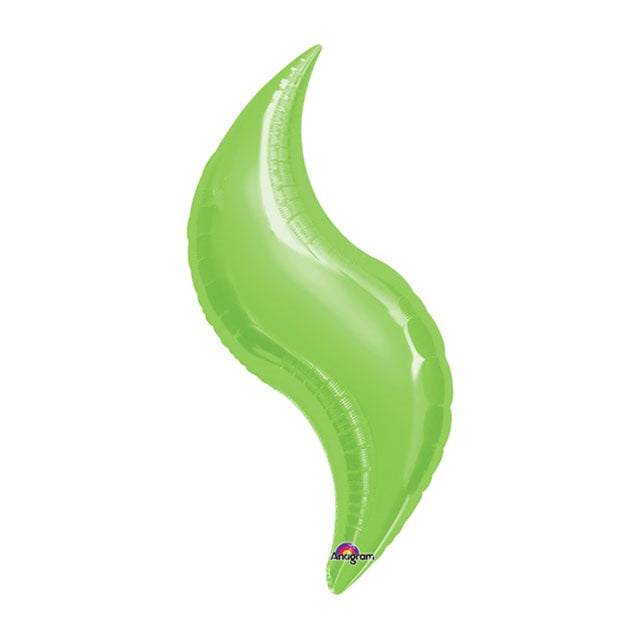 36in LIME CURVE Foil Balloon - Package of 3 Helium or Air Fill - Valved