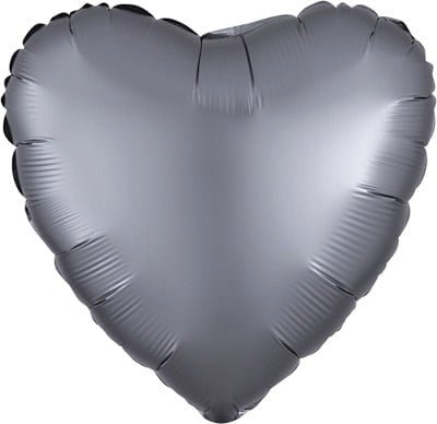 17" Heart - Satin Luxe Graphite (4ct) - Premium Party Distribution