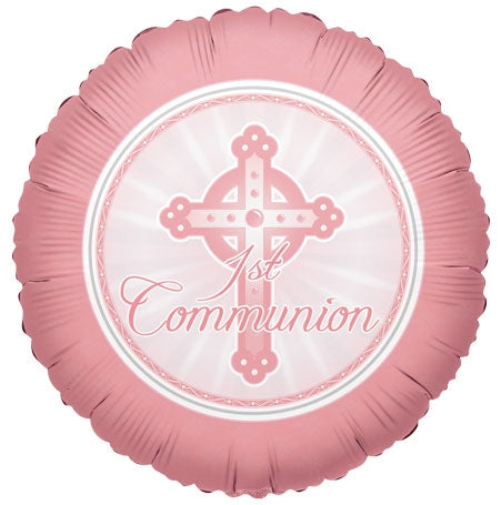 SV18in 1st Communion Light PINK - Foil Balloon - Pack of 10