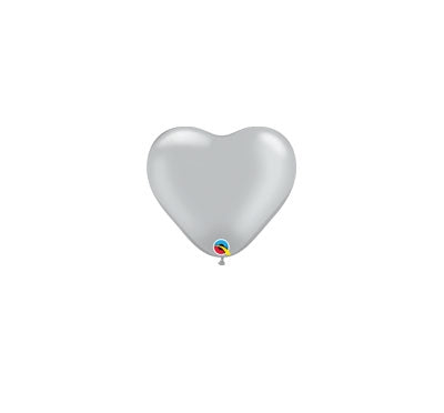 6 inch Qualatex Heart Metallic SILVER