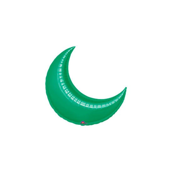 17in GREEN CRESCENT Foil Balloon - Package of 5 Air Fill ONLY - Valved