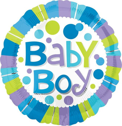 18" Baby Boy Stripes Dots (10ct) - Premium Party Distribution