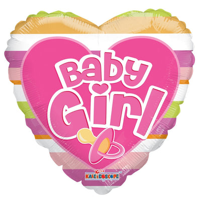 18" Baby Girl Stirp Heart - Premium Party Distribution