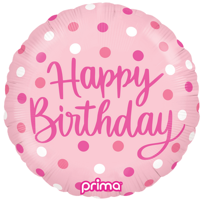 18" Birthday Pink Dots - Premium Party Distribution