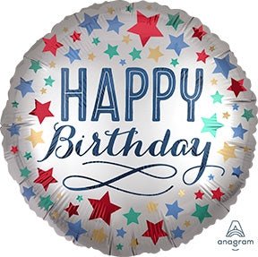 18" Birthday Satin with Stars - Premium Party Distribution