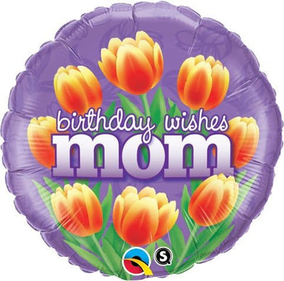 18" Birthday Wishes Mom Tulips (10ct) - Premium Party Distribution