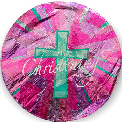 18" Christening - Pink with Mint Cross - Premium Party Distribution