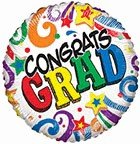 18" Colorful Congrats Grad Balloon Flat 100ct - ConverUSA - Premium Party Distribution