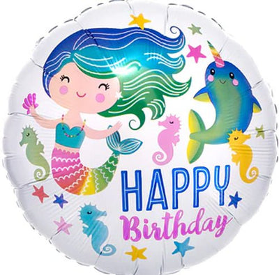 18" Colorful Mermaid Happy Birthday - Premium Party Distribution