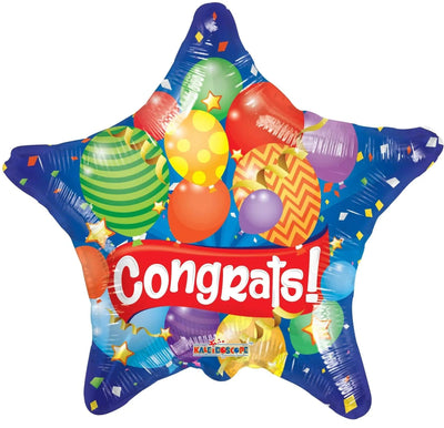 18" Congrats! Festive Star Balloon Flat 100ct - ConverUSA - Premium Party Distribution
