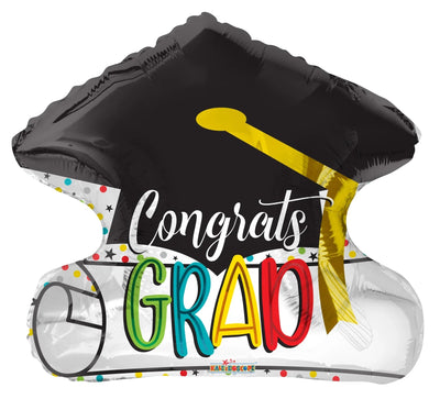 18" Congrats Grad - Cap and Diploma - Premium Party Distribution