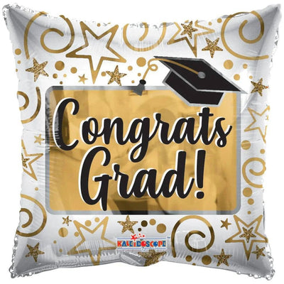 18" Congrats Grad Gold Balloon Flat 100ct - ConverUSA - Premium Party Distribution