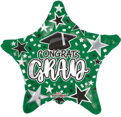 18" Congrats Grad - Green Star (100ct) - Premium Party Distribution
