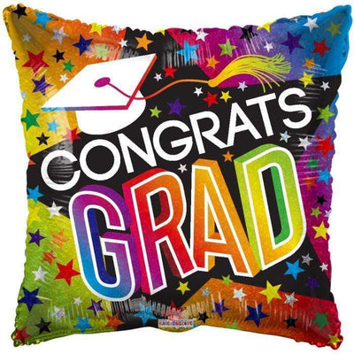 18" Congrats Grad - Stars & Rainbow (100ct) - Premium Party Distribution