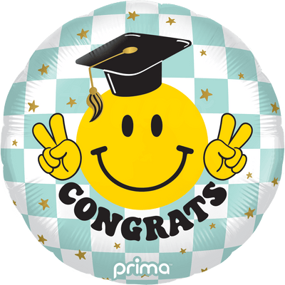 18" Congrats Smile Face Grad Checker - Premium Party Distribution
