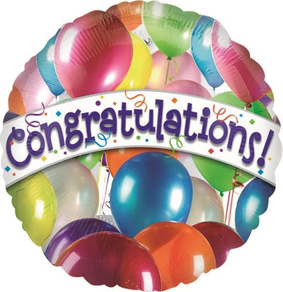 18” CONGRATULATIONS Balloons - Round Foil Balloon - Pack of 25 - Premium Party Distribution