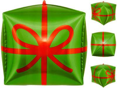 18" Cube - Green Christmas Present - Premium Party Distribution