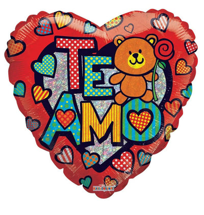 18" Cute Bear Te Amo Holographic Balloon - Premium Party Distribution