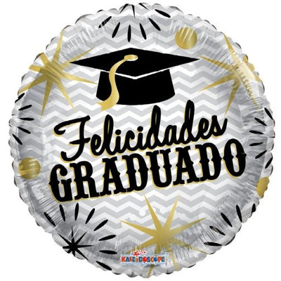 18" Felicidades Graduado Foil Balloon Flat 100ct - ConverUSA - Premium Party Distribution