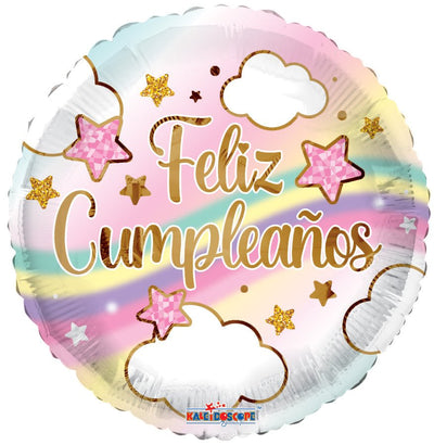 18" Feliz Cumpleanos - Clouds and Rainbows (100ct) - Premium Party Distribution