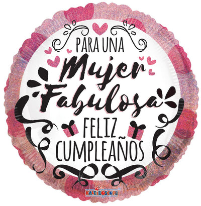 18" Feliz Cumpleanos - Para Una Mujer Fabulosa (100ct) - Premium Party Distribution