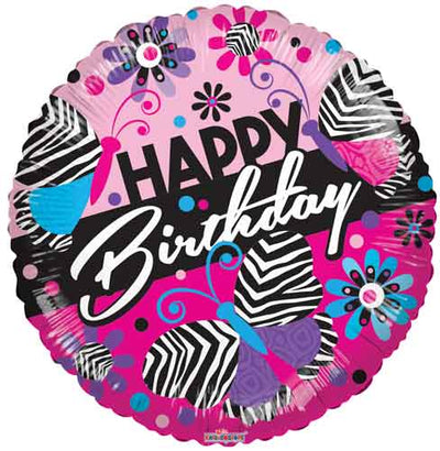 18" Gellibean - Birthday Zebra Butterfly - Premium Party Distribution