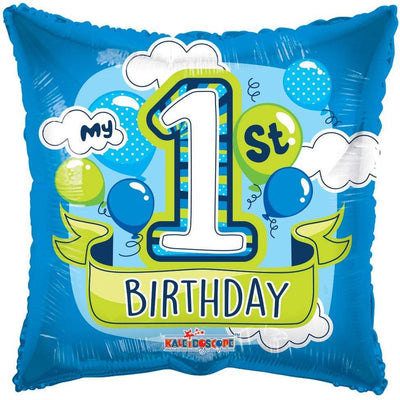 18" Gellibean - My 1st Birthday Blue - Premium Party Distribution