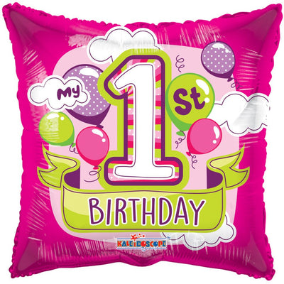 18" Gellibean - My 1st Birthday Pink - Premium Party Distribution