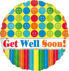 18" Get Well Soon Dots & Stripes (10ct) - Premium Party Distribution