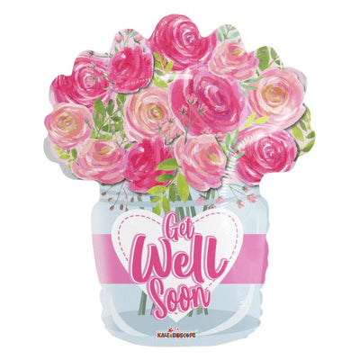 18" Get Well Soon Jar of Flowers - Premium Party Distribution