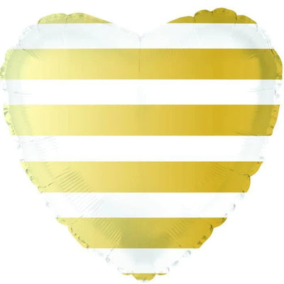 18" Gold Stripe Heart - Premium Party Distribution