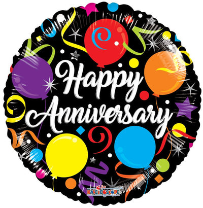18" Happy Anniversary - Colorful Balloons - Premium Party Distribution