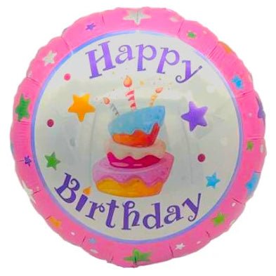 18" Happy Birthday - Cake & Stars (20ct) - Premium Party Distribution