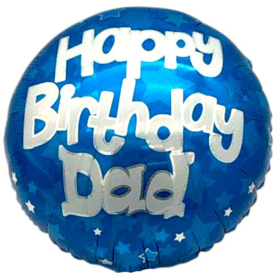 18" Happy Birthday Dad - Blue & Silver Stars (20ct) - Premium Party Distribution
