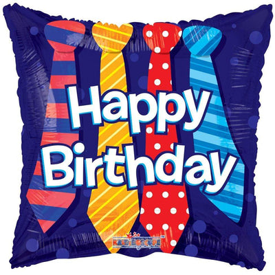 18" Happy Birthday Ties Foil Balloon 1ct - Conver - Premium Party Distribution