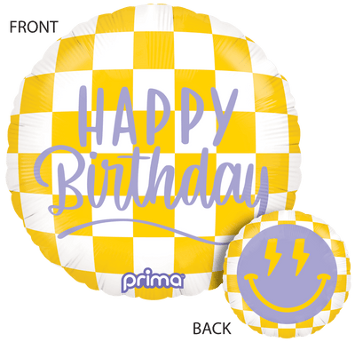 18" Happy Face Checker Birthday - Premium Party Distribution