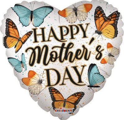 18" Happy Mother's Day Butterflies Heart (100ct) - Premium Party Distribution