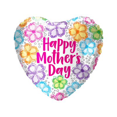 18" Happy Mother's Day Colorful Daisy Balloon 50ct - Party America - Premium Party Distribution