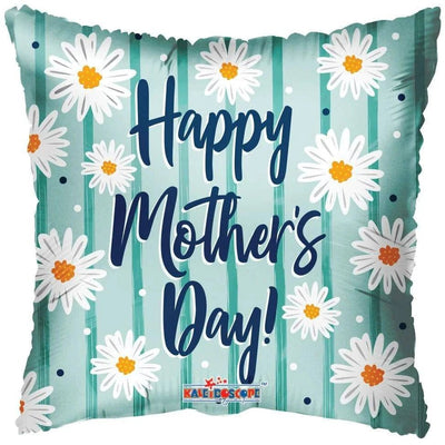 18" Happy Mother's Day Daisies on Mint Balloon (100ct) - Premium Party Distribution
