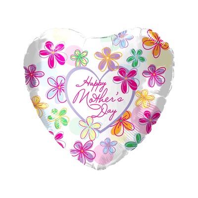 18" Happy Mother's Day Flower Balloon Pack of 50ct - Party America - Premium Party Distribution