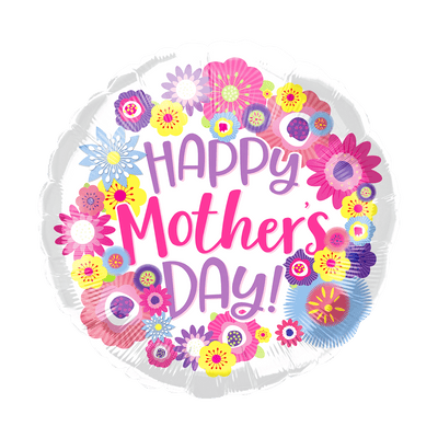 18" Happy Mother's Day Flowers Balloon 50ct - Party America - Premium Party Distribution
